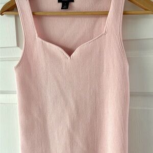 Halogen Ribbed Sweetheart Tank - Light Pink